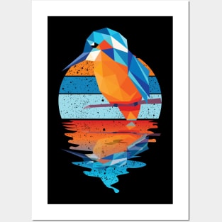 Vintage cute bird reflected on lights of moon Posters and Art
